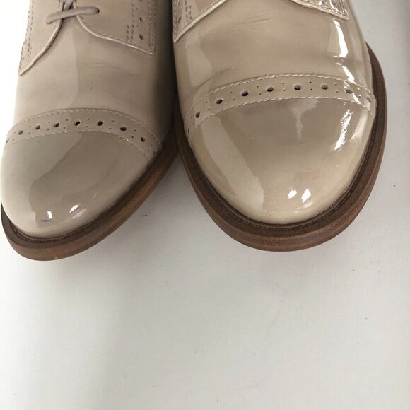 VINCE CAMUTO closed-toe tan patent leather slide/mule lace-up oxford look US 8M - Picture 10 of 15